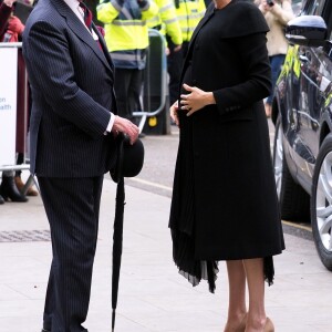 Meghan Markle, enceinte, duchesse de Sussex, arrive à l'Université de Londres pour rencontrer des membres de l'Association des Universités du Commonwealth (ACU) le 31 janvier 2019.