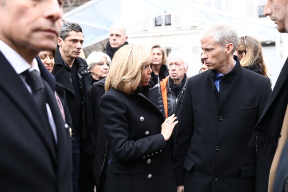 La première dame Brigitte Macron lors des obsèques de Michel Legrand en la cathédrale orthodoxe Saint-Alexandre-Nevsky à Paris, le 1er février 2019