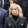 La première dame Brigitte Macron lors des obsèques de Michel Legrand en la cathédrale orthodoxe Saint-Alexandre-Nevsky à Paris, le 1er février 2019