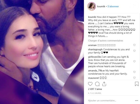 Kseniya Mikhaleva, fiancée de Kristoff St. John, réagi après la mort de l'acteur des "Feux de l'amour". Instagram, le 4 janvier 2019.