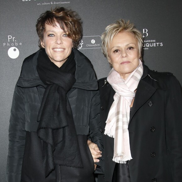 Muriel Robin et sa femme Anne Le Nen arrivent à la 14ème cérémonie des Globes de Cristal, à la salle Wagram à Paris, le 4 février 2019. © Marc Ausset-Lacroix/Bestimage