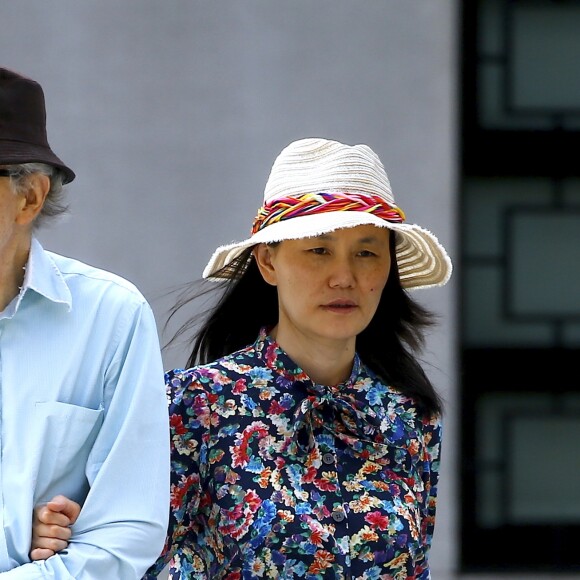 Woody Allen et sa femme Soon-Yi Previn se baladent sur Park Avenue dans New York le 12 Août 2018