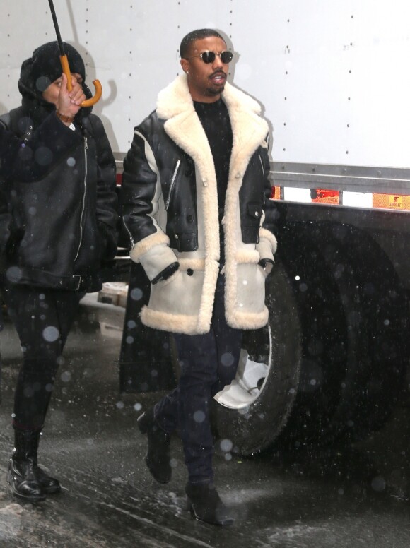Michael B. Jordan arrive au défilé Coach lors de la fashion week à New York, le 12 février 2019.