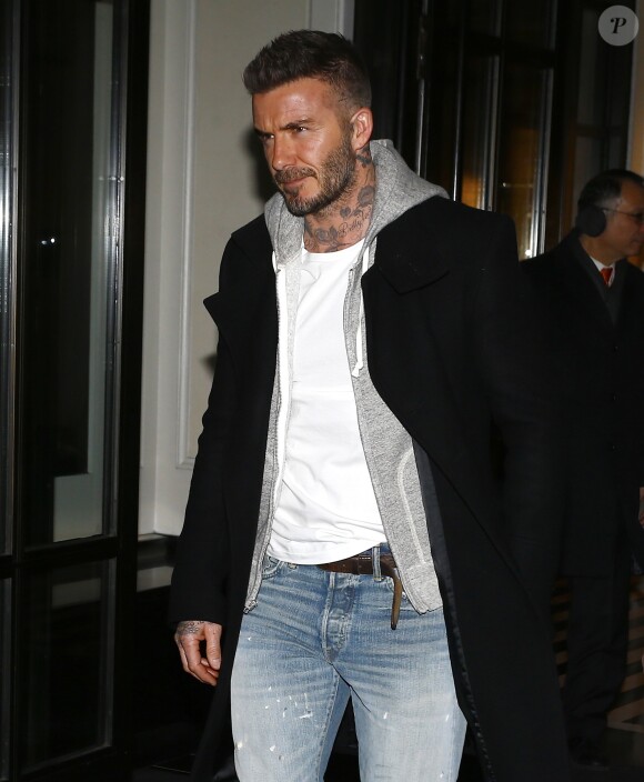 V. et David Beckham et leur fils B. Beckham et sa compagne H. Cross arrivent à la soirée Reebok dans le quartier de East Side à New York. Le 22 janvier 2019.