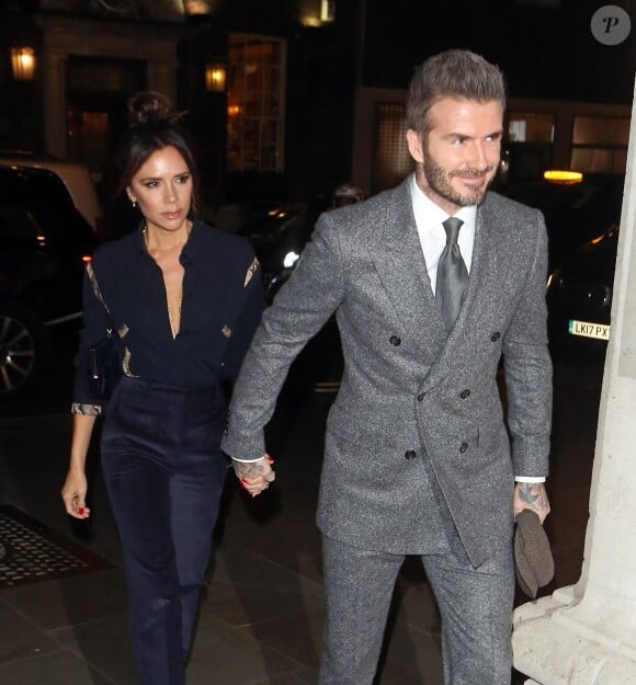 David et Victoria Beckham arrivent au dîner "Mens GQ" pour célébrer la Fashion Week à Londres le 7 janvier 2019.