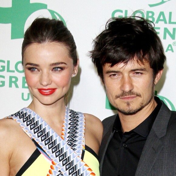 Miranda Kerr, Orlando Bloom - People a la 10eme ceremonie annuelle pre Oscar "Global Green" a Hollywood, le 20 fevrier 2013.