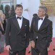 Brad Pitt, George Clooney - Tapis rouge du film Burn After Reading à Venise en 2008