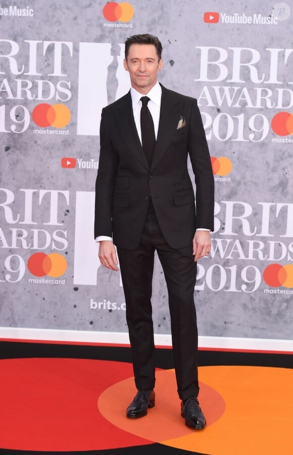 Hugh Jackman au photocall de la cérémonie des Brit Awards 2019 à l'O2 Arena à Londres le 20 février 2019.