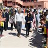 Le prince Harry et Meghan Markle, duchesse de Sussex, enceinte, lors de leur visite au Lycée Qualifiant Grand Atlas à Asni au Maroc, le 24 février 2019.