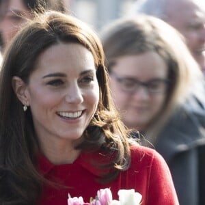 Kate Catherine Middleton, duchesse de Cambridge, en visite au Windsor Park à Belfast, à l'occasion de son voyage officiel en Irlande. Le 27 février 2019