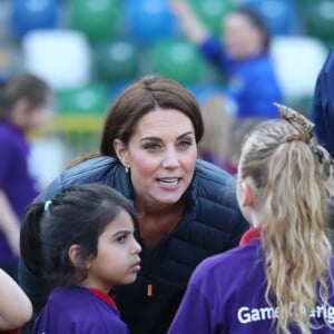 Kate Catherine Middleton, duchesse de Cambridge, en visite au Windsor Park à Belfast, à l'occasion de son voyage officiel en Irlande. Le 27 février 2019