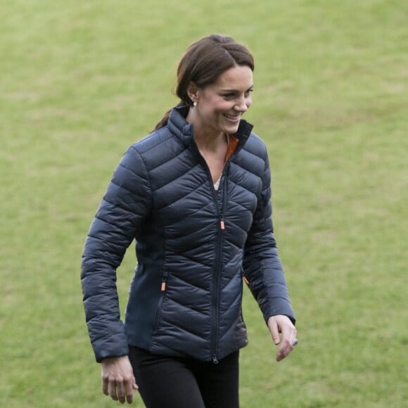 Kate Catherine Middleton, duchesse de Cambridge, en visite au Windsor Park à Belfast, à l'occasion de son voyage officiel en Irlande. Le 27 février 2019