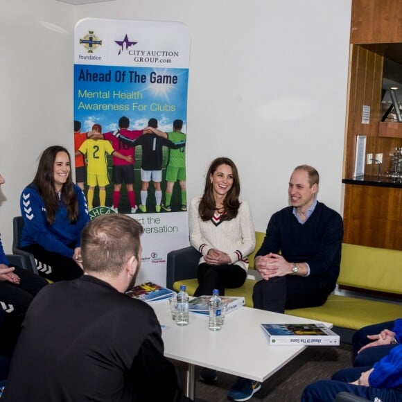 Le prince William, duc de Cambridge, Kate Catherine Middleton, duchesse de Cambridge, en visite au Windsor Park à Belfast, à l'occasion de leur voyage officiel en Irlande. Le 27 février 2019