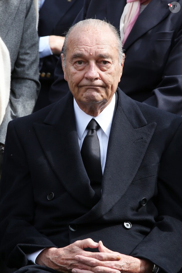 Jacques Chirac - Obseques de Antoine Veil au cimetiere du Montparnasse a Paris. Le 15 avril 2013.