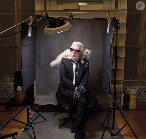 Karl Lagerfeld et sa chatte, Choupette.