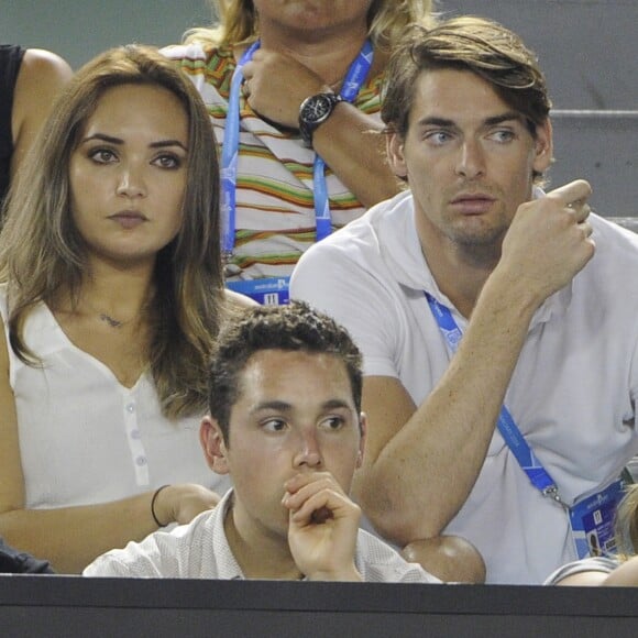 Camille Lacourt et Valérie Bègue à l'Open d'Australie le 15 janvier 2014.