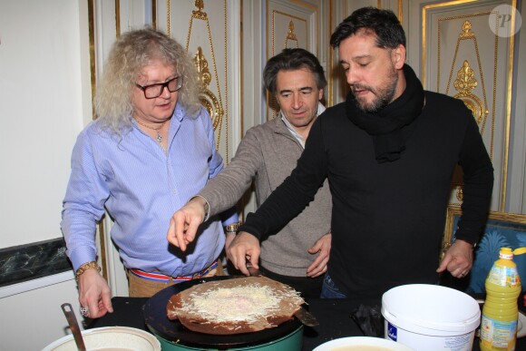 Exclusif - Pierre-Jean Chalençon, Jean-Pierre Jacquin, Titoff - Soirée crêpes organisée par PJ. Chalençon et J. de Luxe au Palais Vivienne à Paris le 10 février 2019. © Philippe Baldini/Bestimage
