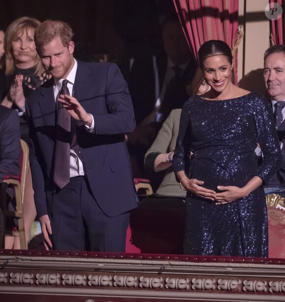 Le prince Harry, duc de Sussex, et Meghan Markle, duchesse de Sussex, enceinte, à la représentation du 10ème anniversaire du spectacle du Cirque du Soleil "Totem" au Royal Albert Hall à Londres, le 16 janvier 2019.