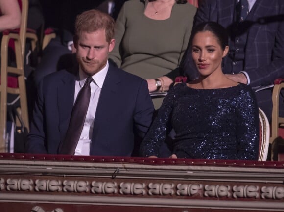 Le prince Harry, duc de Sussex, et Meghan Markle, duchesse de Sussex, enceinte, à la représentation du 10ème anniversaire du spectacle du Cirque du Soleil "Totem" au Royal Albert Hall à Londres, le 16 janvier 2019.