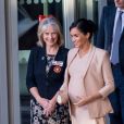 Meghan Markle, duchesse de Sussex, enceinte, à la sortie du National Theatre à Londres le 30 janvier 2019.