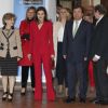 La reine Letizia d'Espagne (tailleur pantalon Roberto Torretta) lors de la cérémonie de proclamation des lauréats du Prix social de la Fondation Princesse de Gérone, le 6 mars 2019 à Caceres.