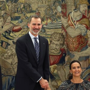 Le roi Felipe VI d'espagne recevant la vice-présidente de l'Argentine, Gabriela Michetti, à Madrid le 5 mars 2019.