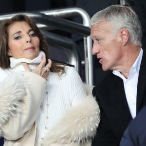 Didier Deschamps et sa femme Claude dans les tribunes du parc des Princes lors du match de 8ème de finale retour de Ligue des champions opposant le Paris Saint-Germain à Manchester Unted à Paris, France, le 6 mars 2019. © Cyril Moreau/Bestimage