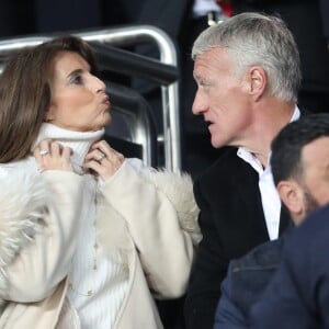 Didier Deschamps et sa femme Claude dans les tribunes du parc des Princes lors du match de 8ème de finale retour de Ligue des champions opposant le Paris Saint-Germain à Manchester Unted à Paris, France, le 6 mars 2019. © Cyril Moreau/Bestimage