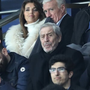 Cyril Hanouna, Jean-Claude Darmon, Pierre Sarkozy, Claude Deschamps et son mari Didier Deschamps dans les tribunes du parc des Princes lors du match de 8ème de finale retour de Ligue des champions opposant le Paris Saint-Germain à Manchester Unted à Paris, France, le 6 mars 2019. © Cyril Moreau/Bestimage