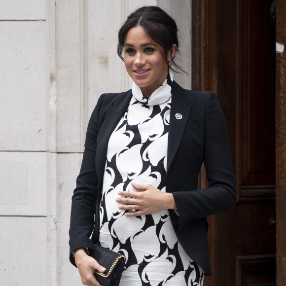 A l'occasion de la journée mondiale du droits des femmes, Meghan Markle (enceinte), duchesse de Sussex, a participé à une discussion conjointe avec le Trust "The Queen's Commonwealth" au King's College à Londres. Le 8 mars 2019