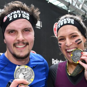 Exclusif - Laury Thilleman (Miss France 2011) et son compagnon le chef cuisinier Juan Arbelaez - Célébrités participent à la Spartan Race au Stade de France à Saint-Denis le 9 mars 2019. © Giancarlo Gorassini/Bestimage