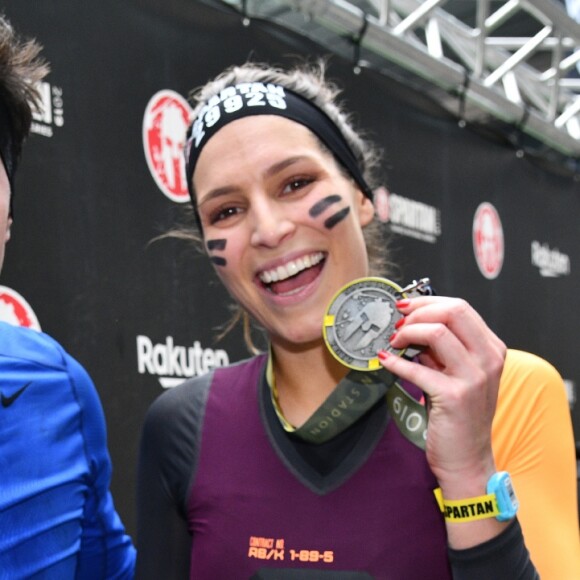 Exclusif - La sportive Laury Thilleman (Miss France 2011) et son compagnon le chef cuisinier Juan Arbelaez - Célébrités participent à la Spartan Race au Stade de France à Saint-Denis le 9 mars 2019. © Giancarlo Gorassini/Bestimage