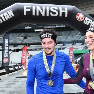 Exclusif - Laury Thilleman (Miss France 2011) et son compagnon le chef Juan Arbelaez - Célébrités participent à la Spartan Race au Stade de France à Saint-Denis le 9 mars 2019. © Giancarlo Gorassini/Bestimage