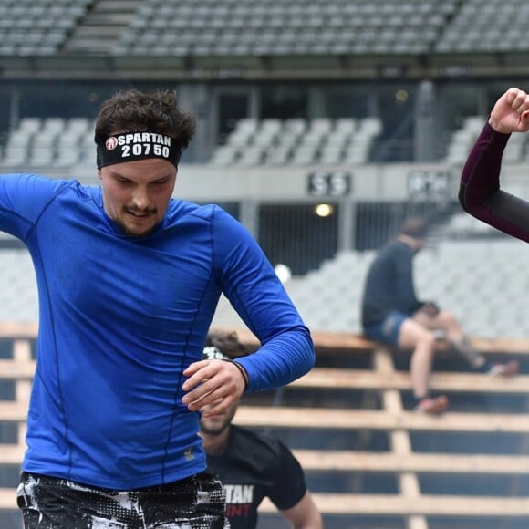 Exclusif - Laury Thilleman (Miss France 2011) et son compagnon le chef cuisinier Juan Arbelaez - Célébrités participent à la Spartan Race au Stade de France à Saint-Denis le 9 mars 2019. © Giancarlo Gorassini/Bestimage