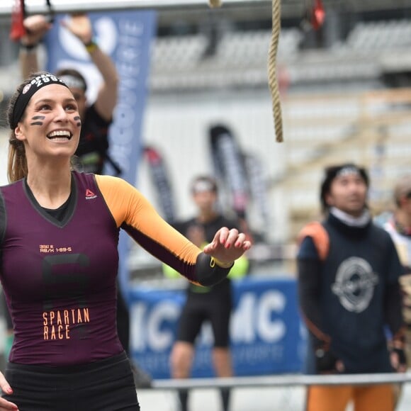 Exclusif - Laury Thilleman (Miss France 2011) et son compagnon le chef cuisinier Juan Arbelaez - Célébrités participent à la Spartan Race au Stade de France à Saint-Denis le 9 mars 2019. © Giancarlo Gorassini/Bestimage