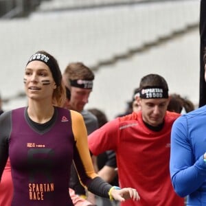 Exclusif - Laury Thilleman (Miss France 2011) et son compagnon le chef cuisinier Juan Arbelaez - Célébrités participent à la Spartan Race au Stade de France à Saint-Denis le 9 mars 2019. © Giancarlo Gorassini/Bestimage