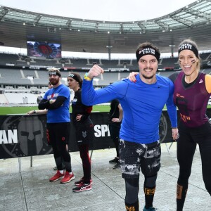 Exclusif - Laury Thilleman (Miss France 2011) et son compagnon le chef cuisinier Juan Arbelaez - Célébrités participent à la Spartan Race au Stade de France à Saint-Denis le 9 mars 2019. © Giancarlo Gorassini/Bestimage