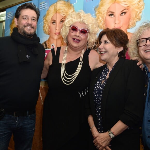 Exclusif - Titoff, Zize Dupanier (Thierry Wilson) , Liane Foly et Pierre-Jean Chalençon - Zize la Marseillaise dégantée présente son spectacle "La Famille Mamma Mia" au Palace Paris le 12 mars 2019. © Giancarlo Gorassini/Bestimage