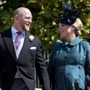 Zara Phillips (Zara Tindall) enceinte et son mari Mike Tindall - Les invités arrivent à la chapelle St. George pour le mariage du prince Harry et de Meghan Markle au château de Windsor, le 19 mai 2018.