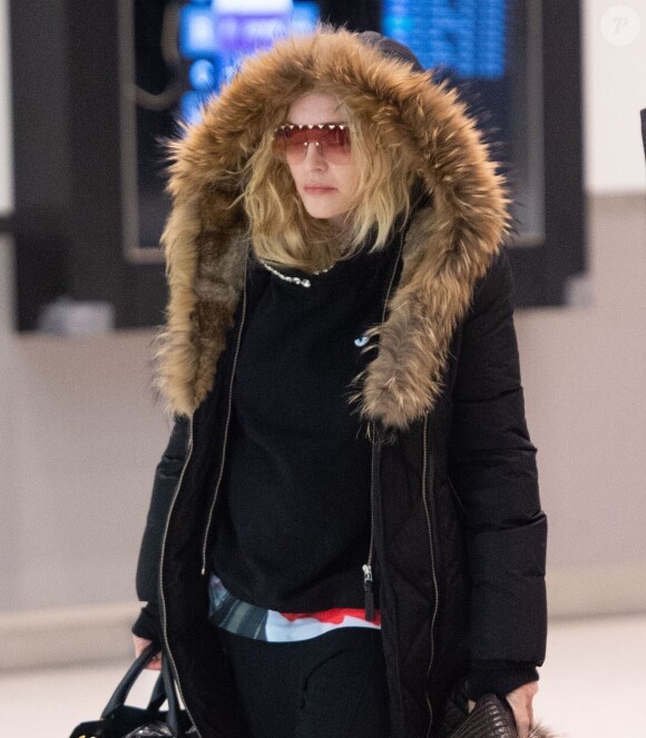 Exclusif - Madonna arrive à l'aéroport de New York, le 1er février 2019.