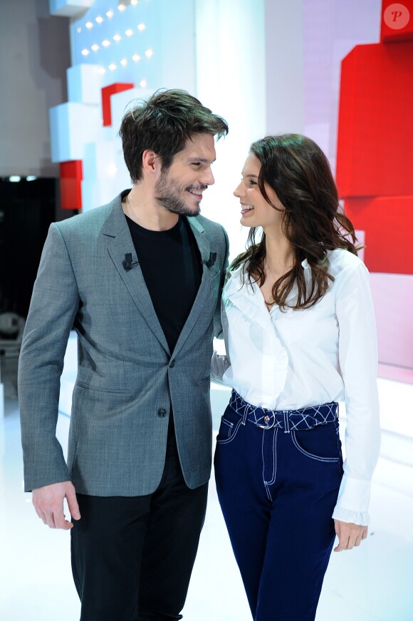 Exclusif - François Civil et Joséphine Japy - Enregistrement de l'émission "Vivement Dimanche prochain", présentée par M.Drucker et diffusée le 24 mars sur France 2. Le 18 mars 2019 © Guillaume Gaffiot / Bestimage