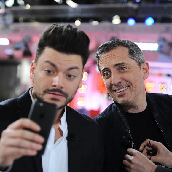 Exclusif - Kev Adams et Gad Elmaleh - Enregistrement de l'émission "Vivement Dimanche", présentée par M.Drucker et diffusée le 24 mars sur France 2. Le 18 mars 2019 © Guillaume Gaffiot / Bestimage