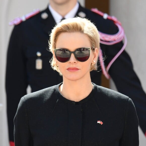 Le prince Albert II et la princesse Charlene de Monaco ont accueilli en visite officielle le président Chinois Xi Jinping et sa femme Peng Liyuan le 24 mars 2019 dans la cour d'honneur du palais princier à Monaco. © Bruno Bebert / Bestimage