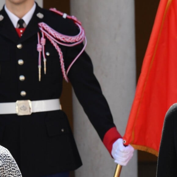 Le prince Albert II et la princesse Charlene de Monaco ont accueilli en visite officielle le président Chinois Xi Jinping et sa femme Peng Liyuan le 24 mars 2019 dans la cour d'honneur du palais princier à Monaco. © Bruno Bebert / Bestimage