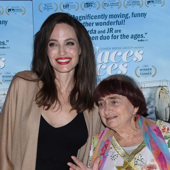 Angelina Jolie, Agnès Varda, JR à la première de 'Faces Places' au Pacific Design center à West Hollywood, le 11 octobre 2017 © Chris Delmas/Bestimage