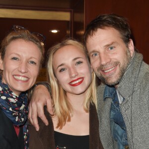 Alexandra Lamy, Chloé Jouannet et son père Thomas Jouannet - Représentation de la pièce "Les Monologues du Vagin" au théâtre le Comédia à Paris le 12 mars 2018. © Guirec Coadic/Bestimage