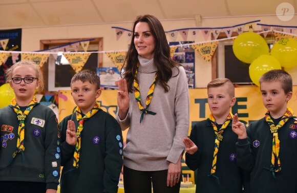 Catherine Kate Middleton, duchesse de Cambridge, participe à la célébration des 100 ans de l'association des scouts de Kings Lynn le 14 décembre 2016.
