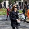 Chiara Mastroianni - Arrivées aux obsèques d'Agnès Varda au Cimetière du Montparnasse à Paris, le 2 avril 2019.