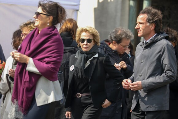 Frédérique Bredin, Présidente du Centre national du cinéma - Arrivées aux obsèques d'Agnès Varda au Cimetière du Montparnasse à Paris, le 2 avril 2019.