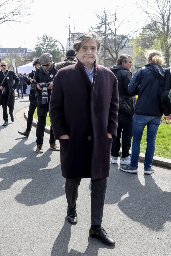 Jean-Pierre Léaud - Arrivées aux obsèques d'Agnès Varda au Cimetière du Montparnasse à Paris, le 2 avril 2019.